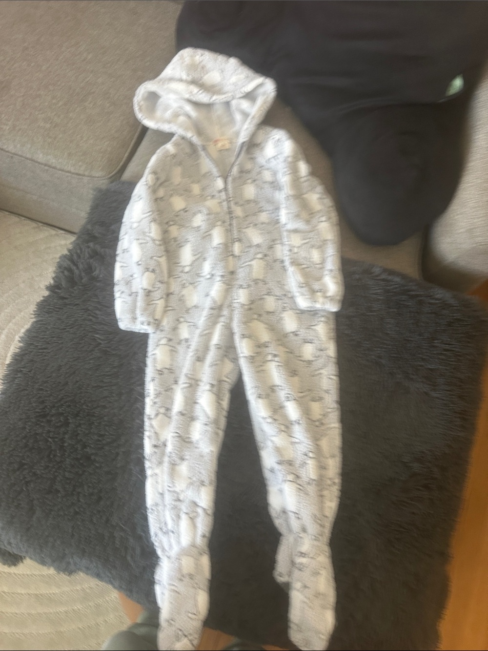 Cozy Gray Hooded One-Piece warm suit for Kids never worn